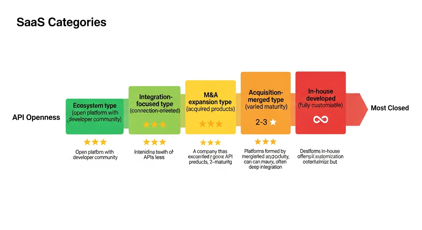 SaaSの5つの類型とAPI開放度のスペクトラム